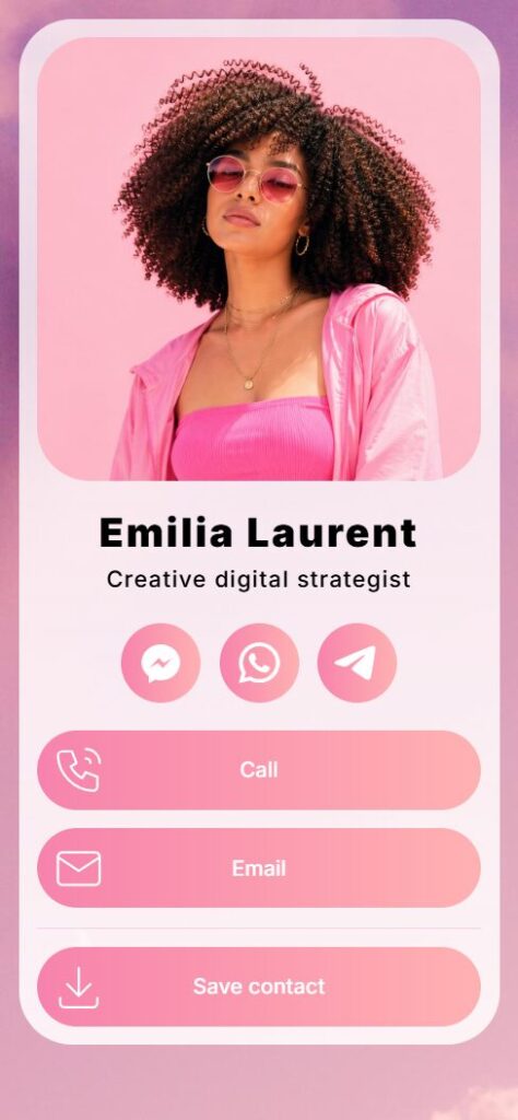 Bento.me template for a digital business card